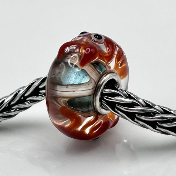 TROLLBEADS Rare Crab Unique LAA 925S NEW! Brick Red Critter, Sea Green & Browns - Picture 3 of 9